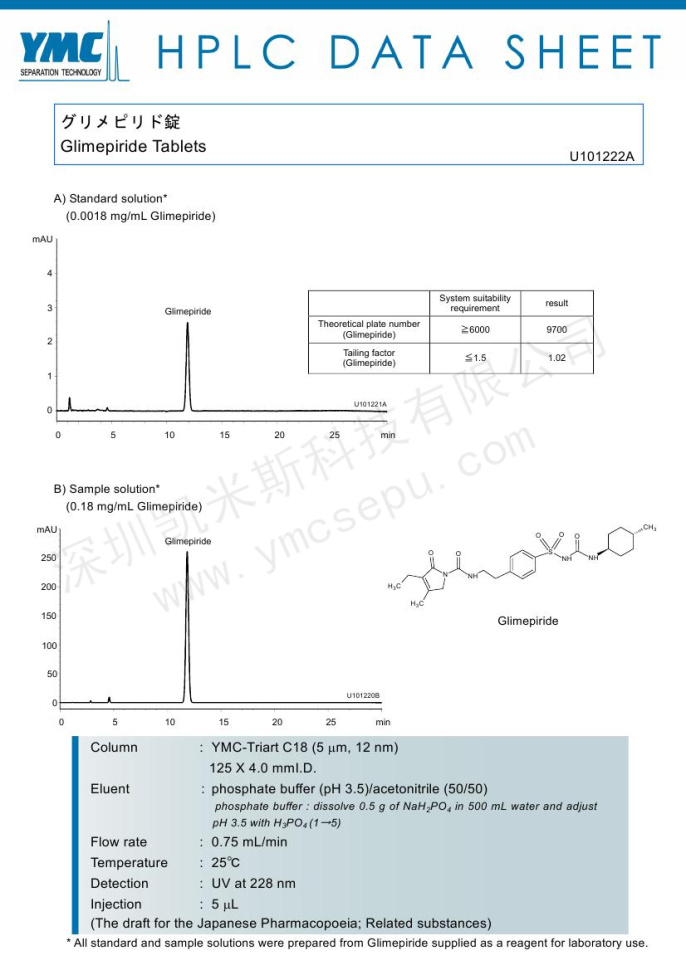 液相色譜法檢查格列美脲片的有關(guān)物質(zhì)(TA12S05-R504WT) 液相色譜法檢查格列美脲片的有關(guān)物質(zhì)(TA12S05-R504WT)