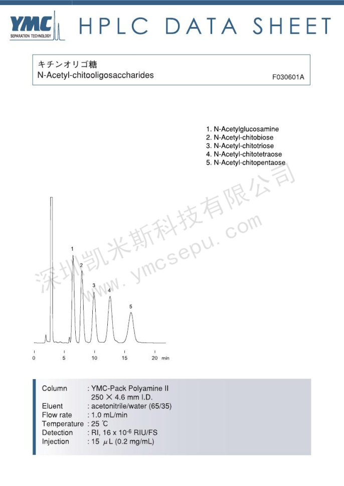 N-乙?；?殼低聚糖分離的液相色譜圖