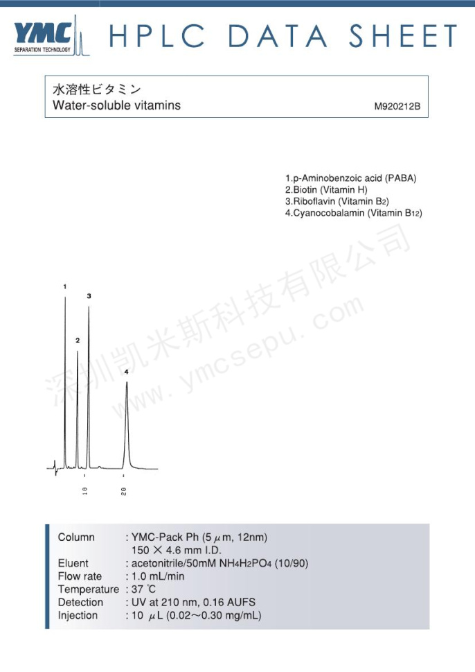 水溶性維生素(H、B2、B12)的色譜圖 水溶性維生素(H、B2、B12)的色譜圖